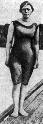 Ил. 126. Костюм пловчихи из тонкого трикотажа. Шведская спортсменка Элла Эклюнд, 1913 г. ('Klosy', 1913, s. 30)